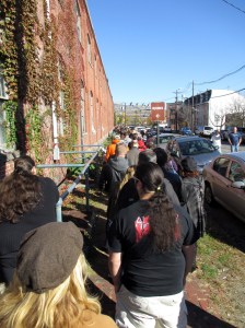 The line for entry ($4) to the Punk Rock Flea Market wrapped all the way around the Roebling Wire Works.